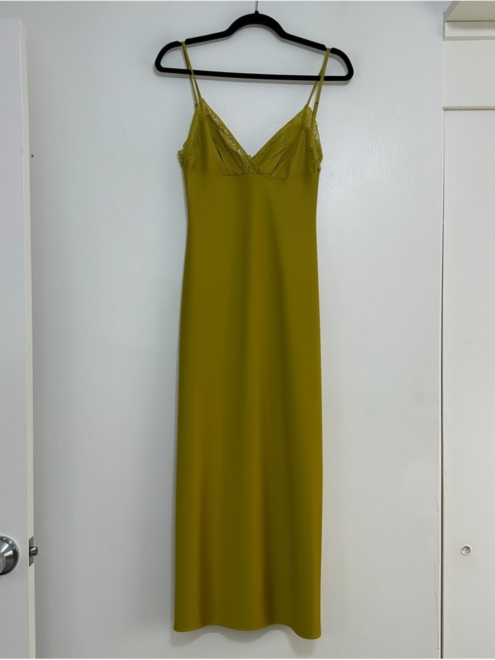 NEW House of CB Salma Olive Green Lace Trim Satin Corset Slip Dress, Medium - Picture 8 of 13